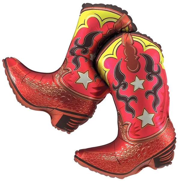 36" Dancing Western Boots Super Shape, Foil Balloon