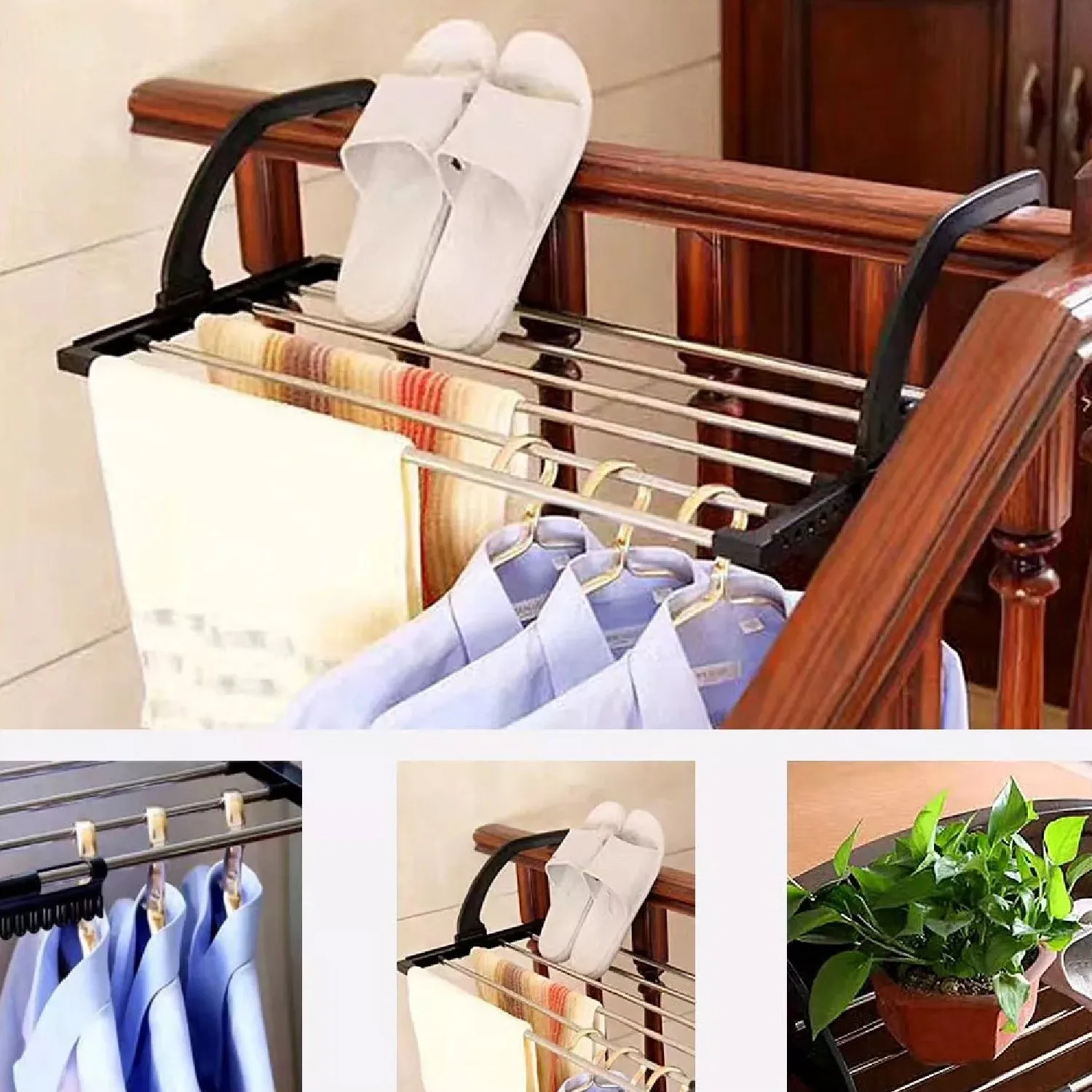 7619 Small Hanging Rack Cloth Drying Rack for Home, Balcony, and Window