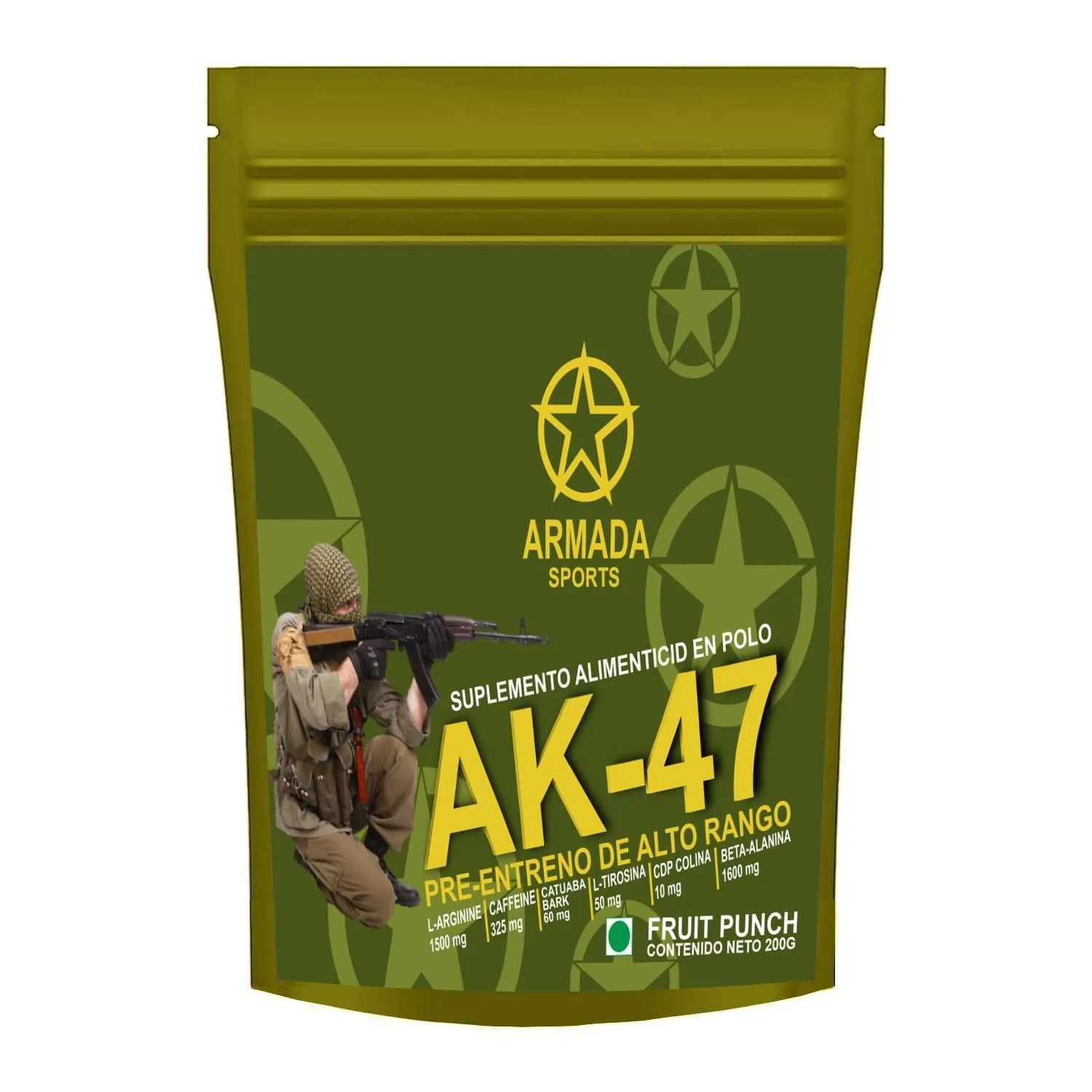 AK-47 Pre-workout Supplement, 200 Grams, Fruit Punch Flavour