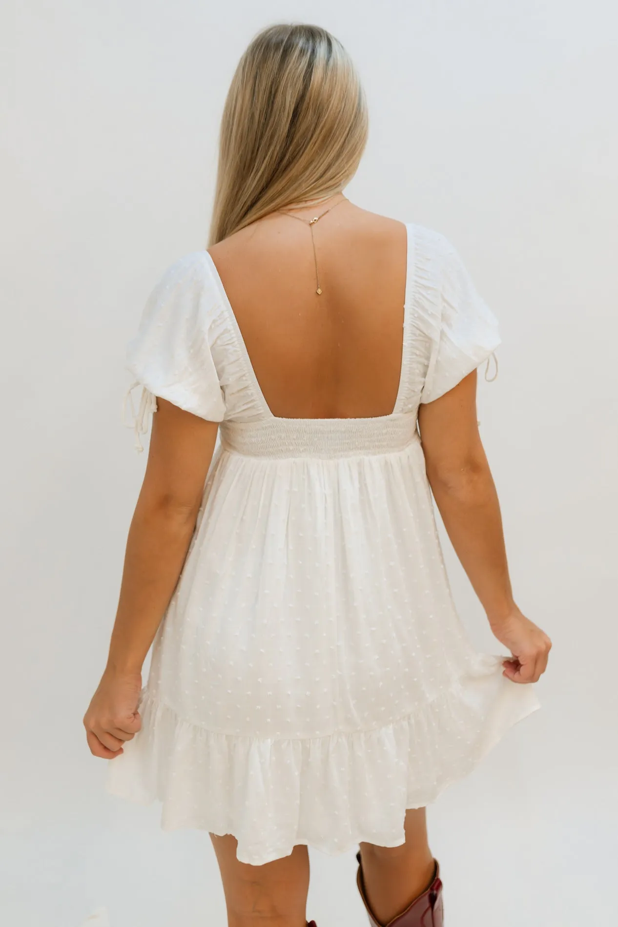 Alison Puff Sleeve Dress - White