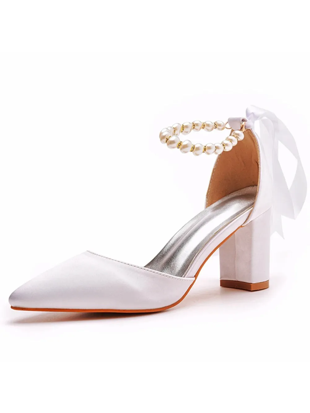 Ashore Shop Womens White Silk Beading Bride Dress Shoes