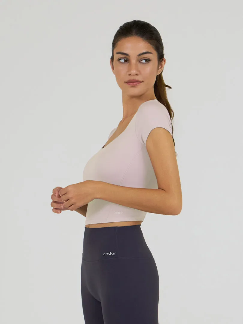 Be-Free Twist Back Cropped Short Sleeve (with Pads)