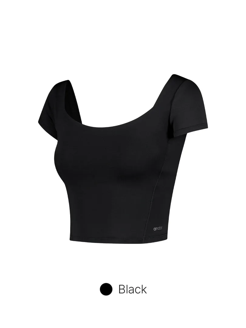 Be-Free Twist Back Cropped Short Sleeve (with Pads)