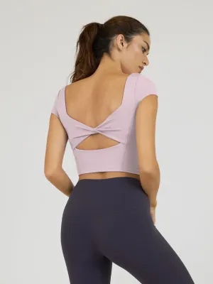 Be-Free Twist Back Cropped Short Sleeve (with Pads)