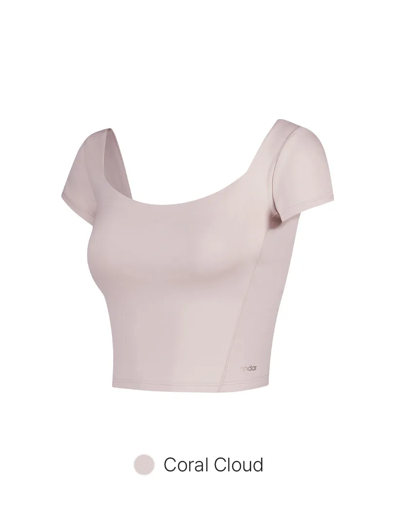 Be-Free Twist Back Cropped Short Sleeve (with Pads)