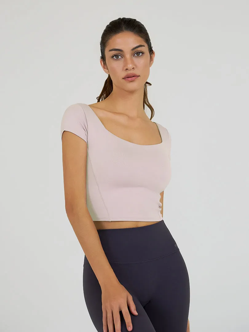 Be-Free Twist Back Cropped Short Sleeve (with Pads)