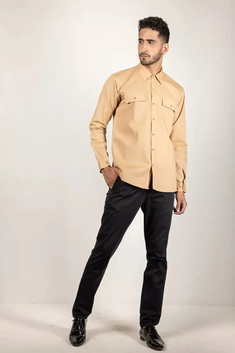 Beige Cotton Linen Shirt