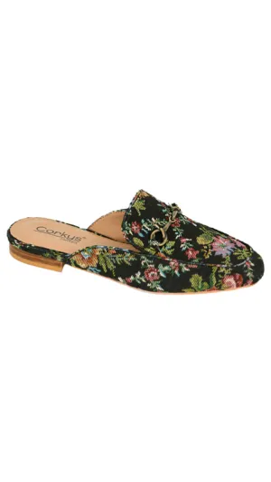 Black Floral Charmer Mules by Corkys