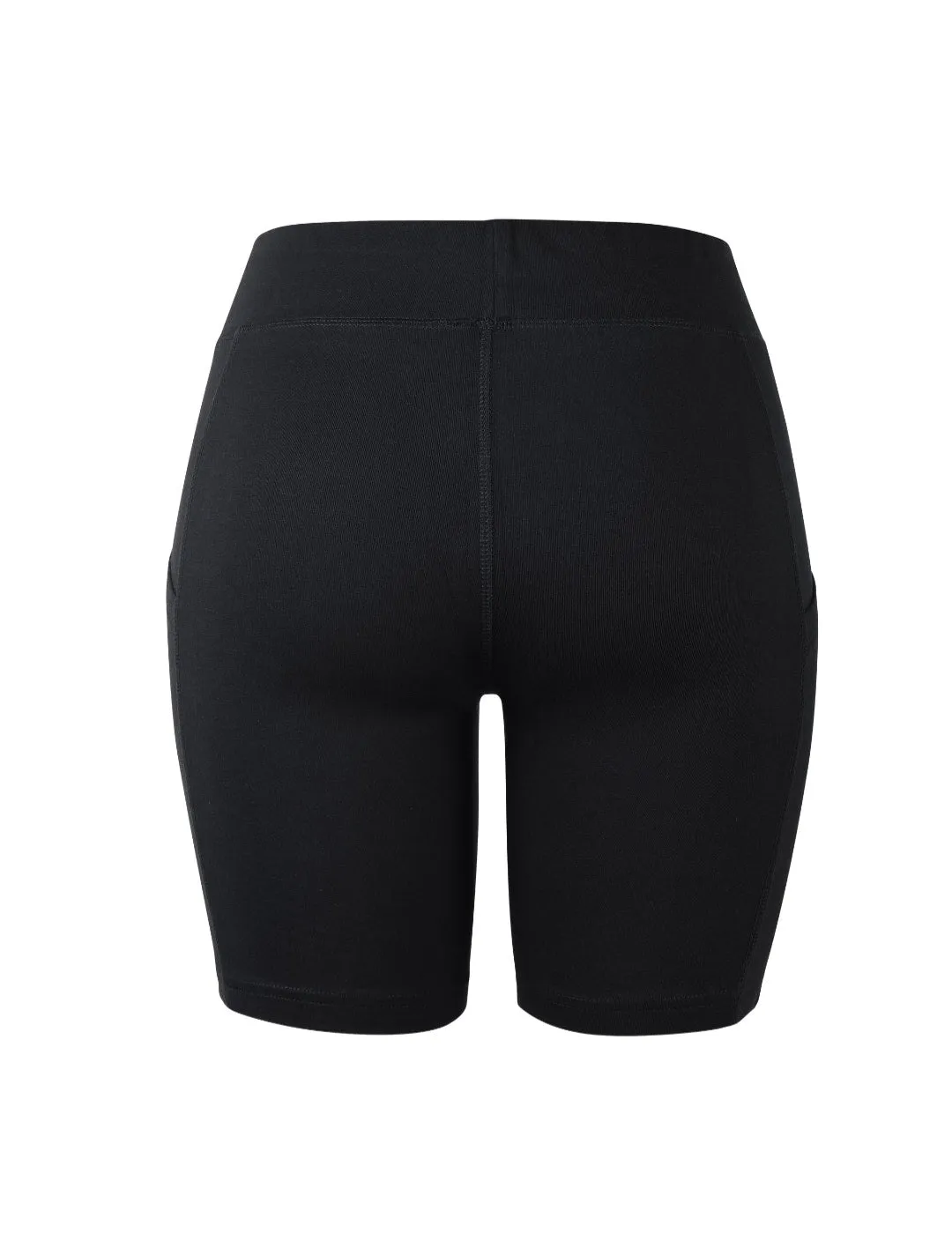 Black Ladies cotton leggings shorts with pockets