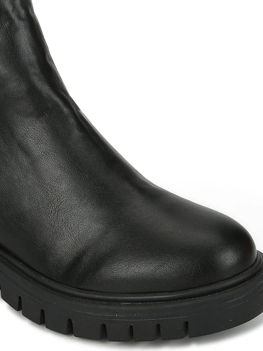 Black PU Quilted Zip Up Ankle Boots