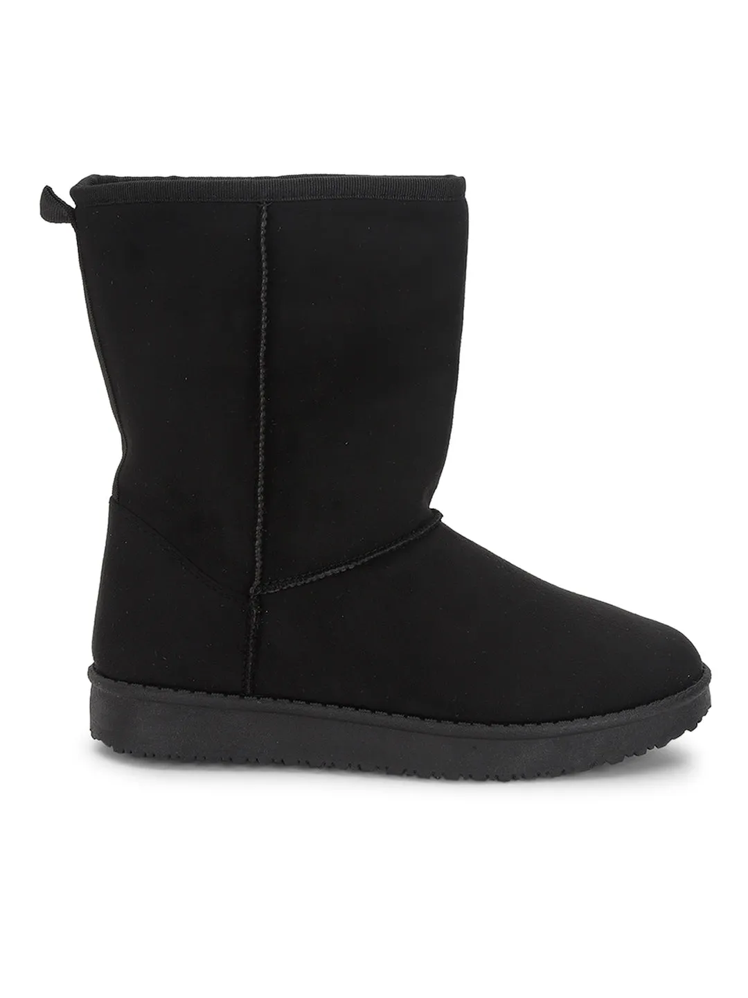 Black Suede Winter Stylish High Ankle Boots (TC-RS3683H-BLK)