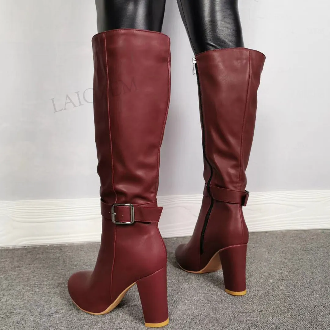 Block Knee High Boots