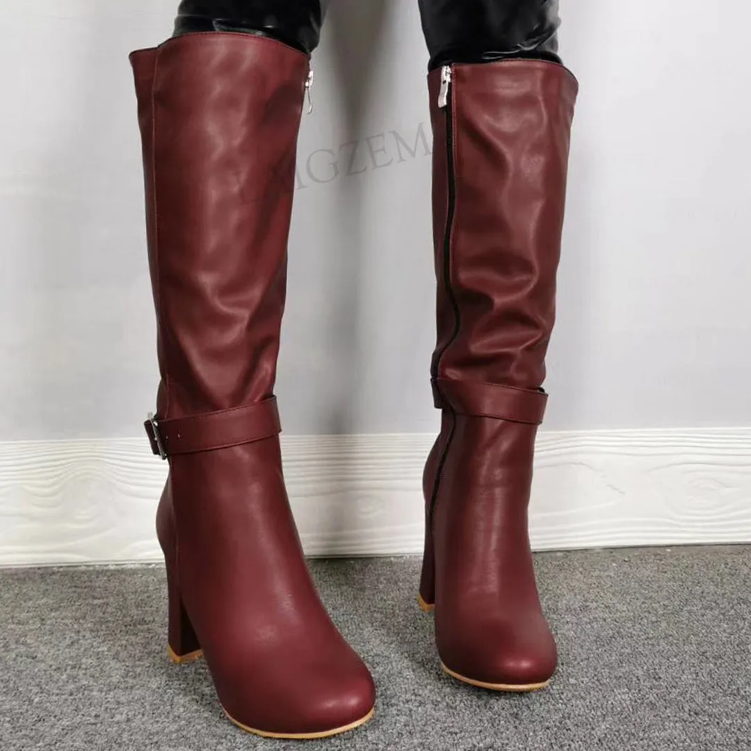 Block Knee High Boots