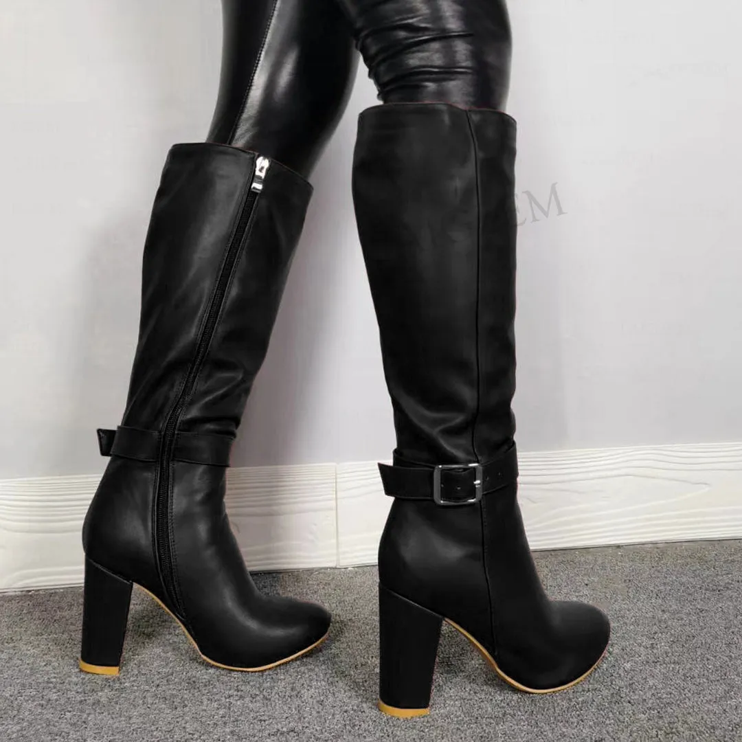 Block Knee High Boots