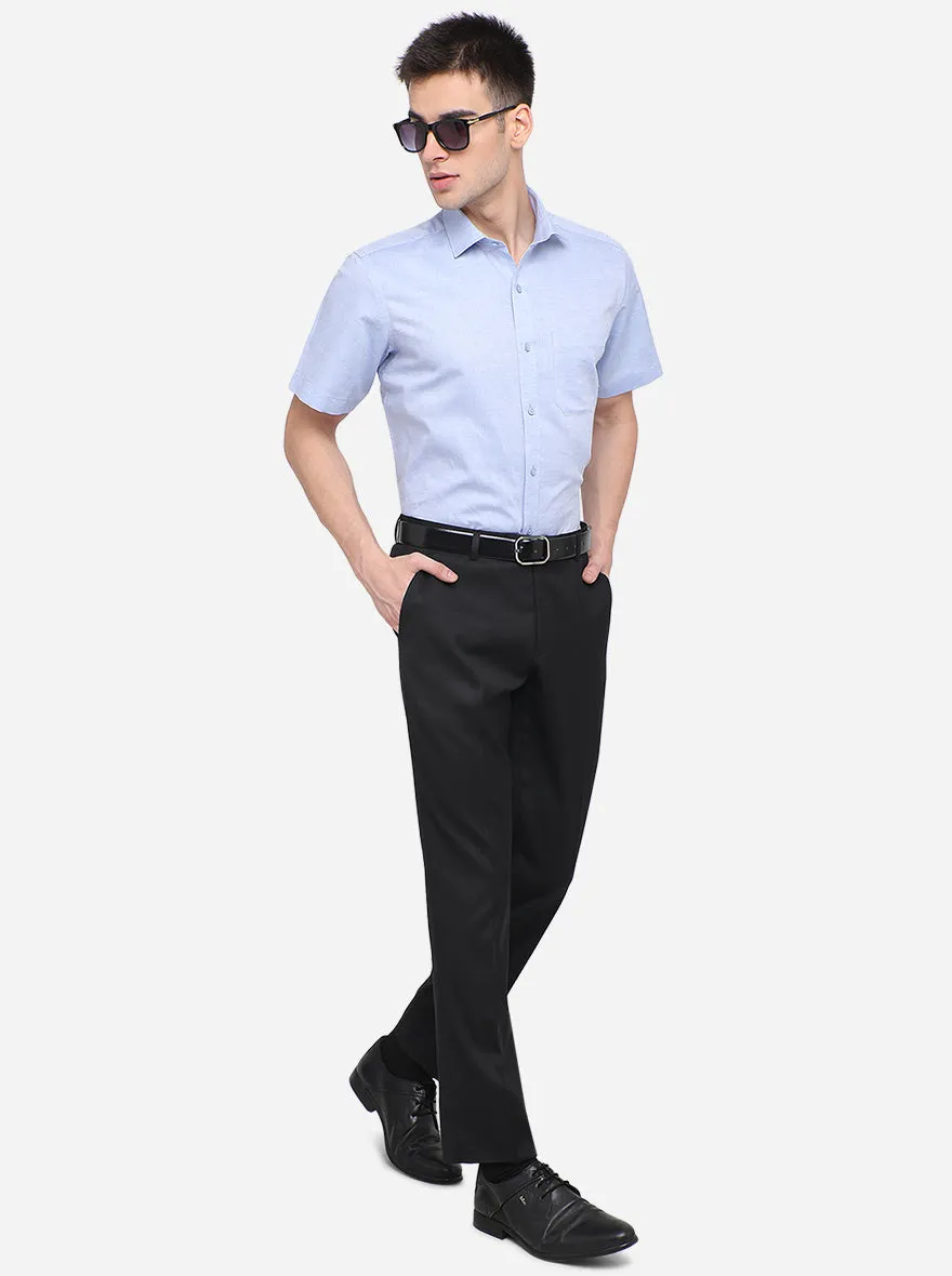 Blue Solid Regular Fit Formal Shirt | JadeBlue