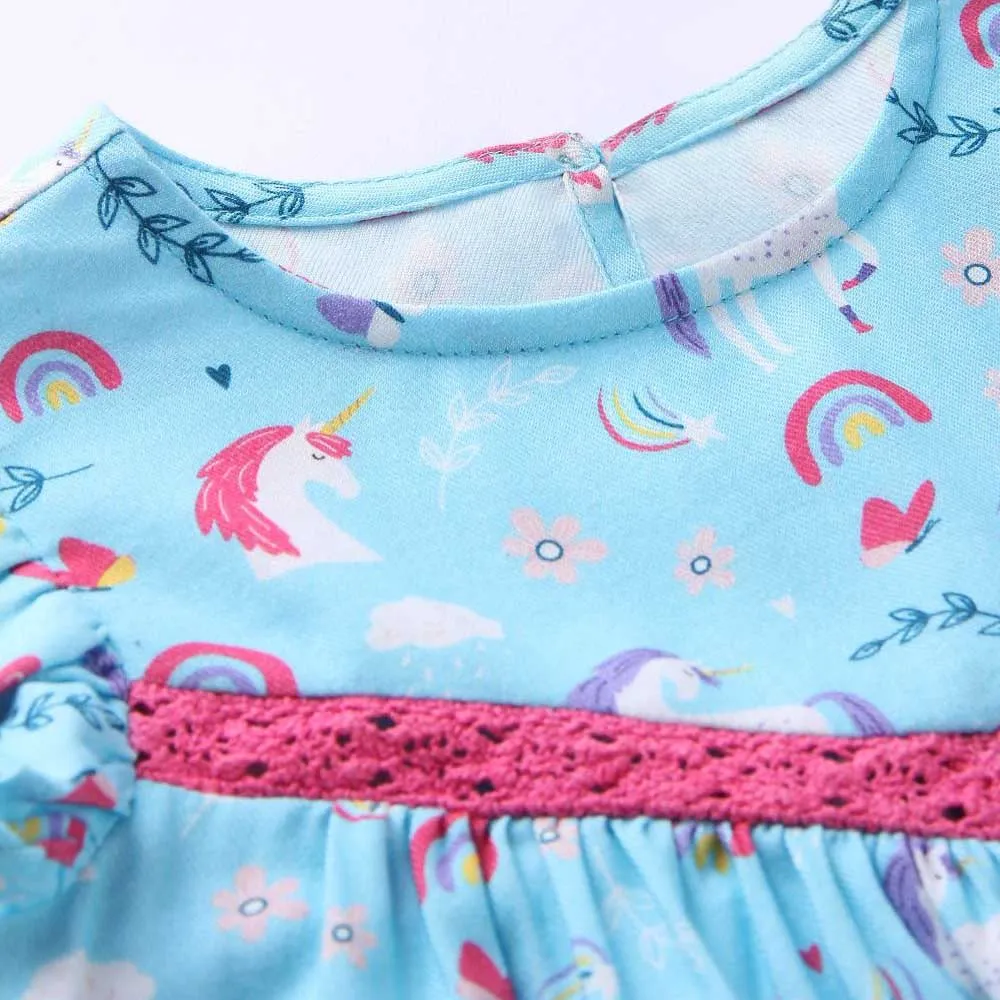 Blue Unicorn Printed Dress