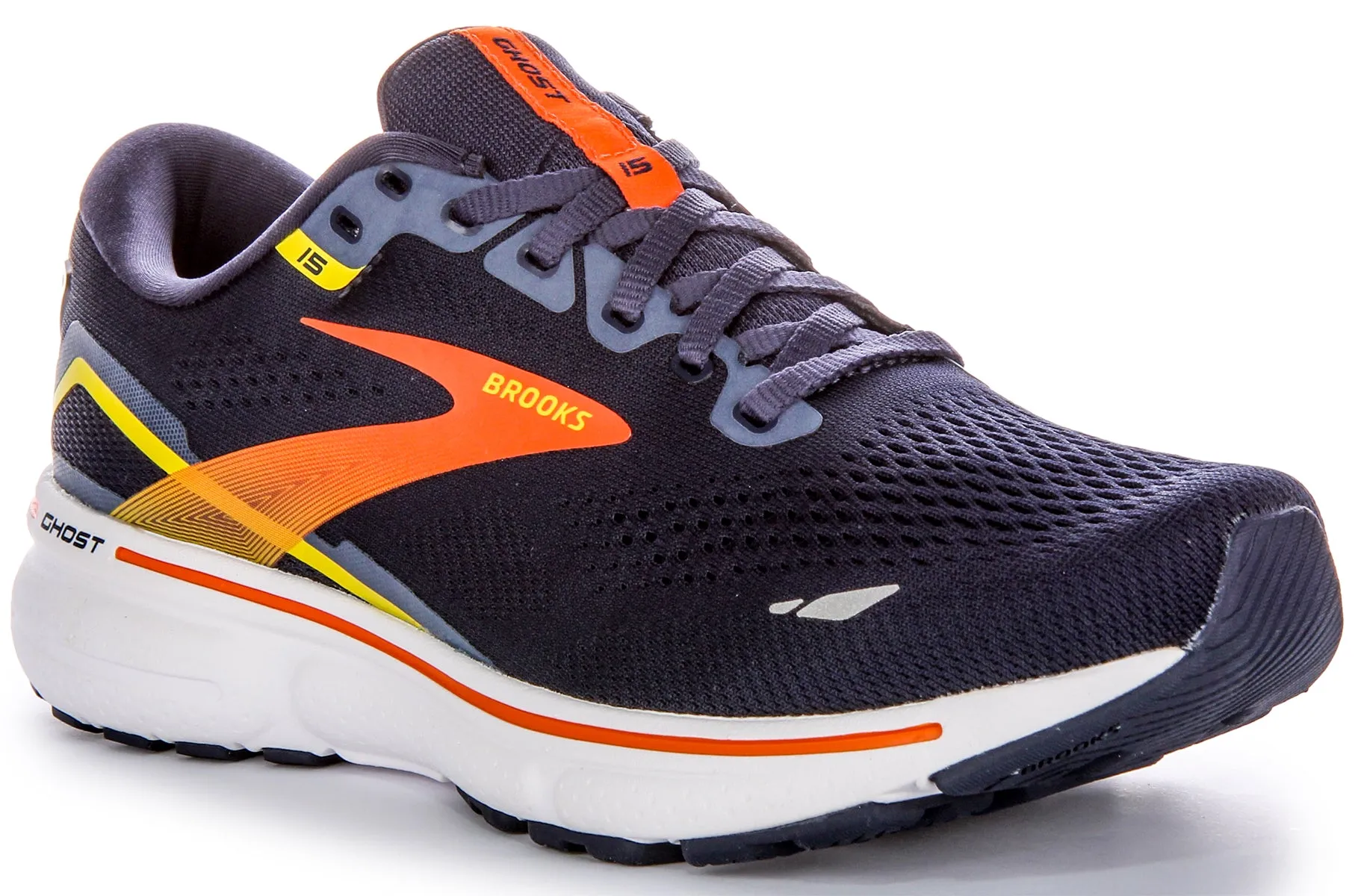 Brooks Ghost 15 In Navy Orange For Men | Medium Fit