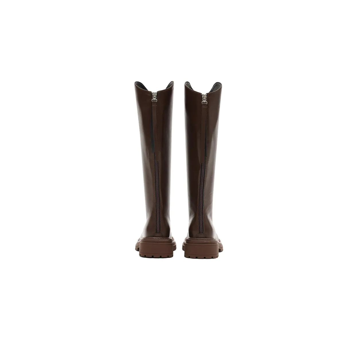 Brown Leather Knee-High Riding Boots