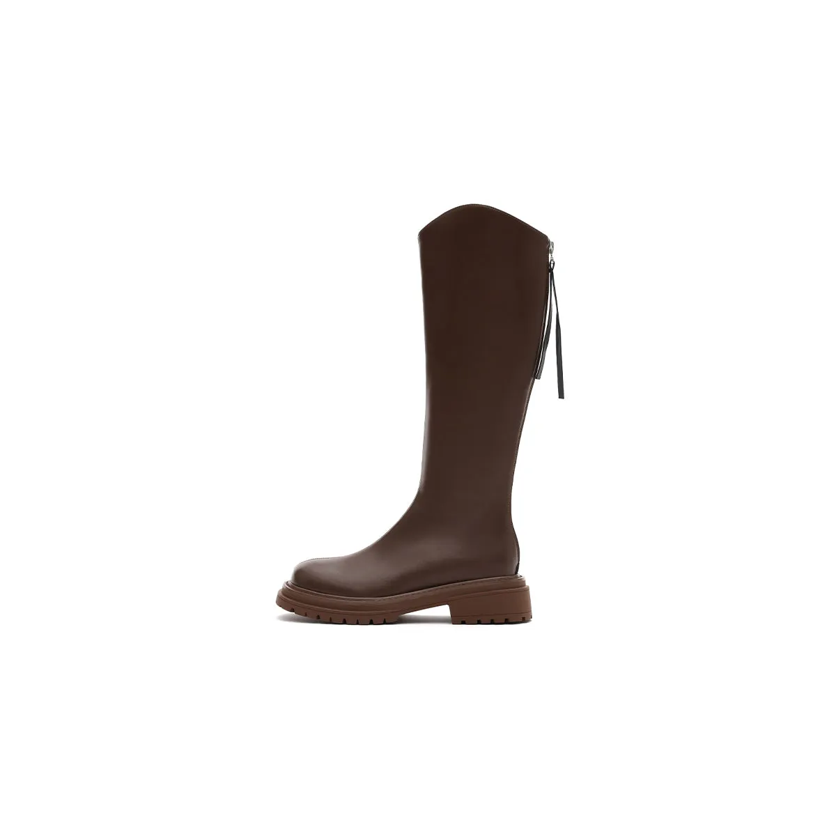 Brown Leather Knee-High Riding Boots