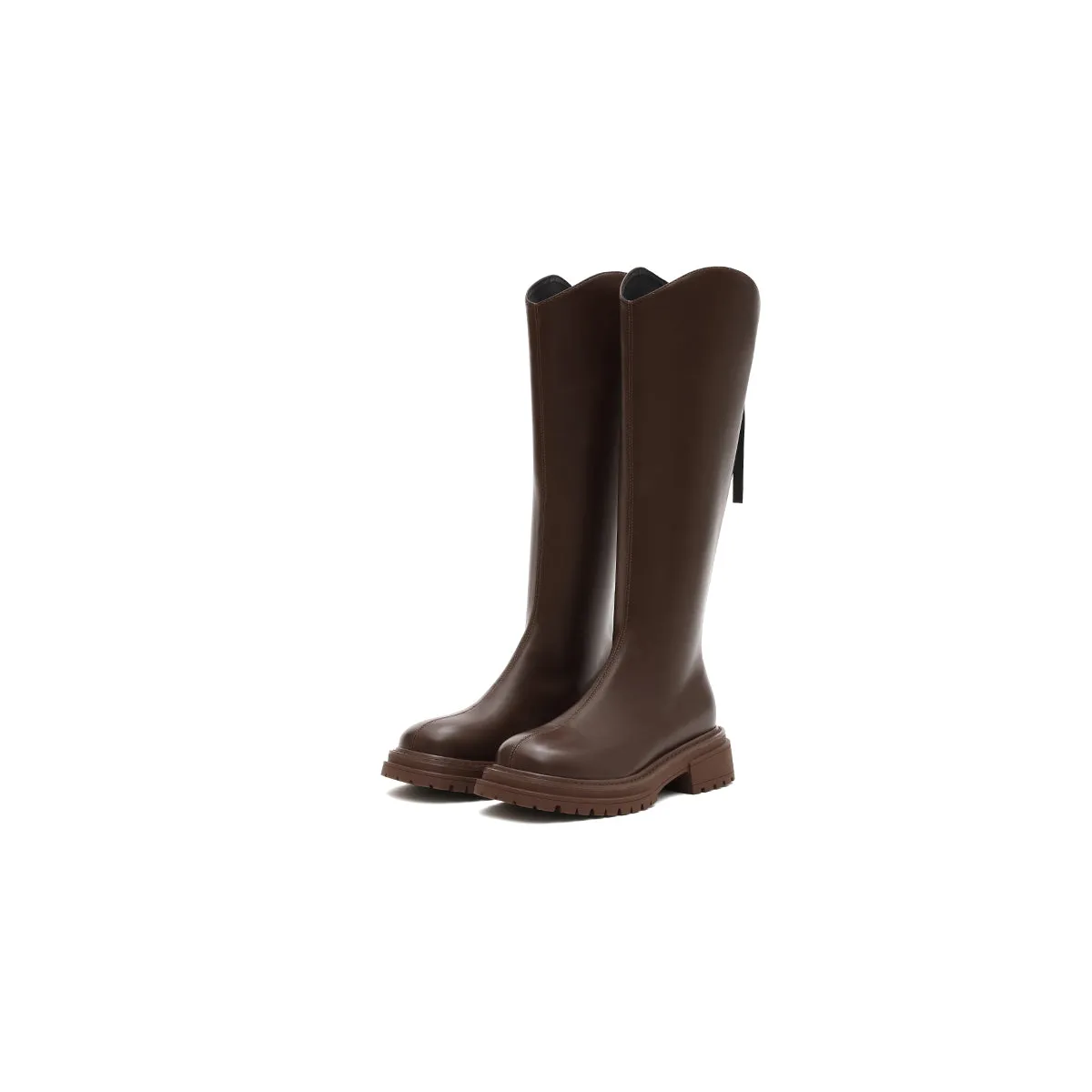 Brown Leather Knee-High Riding Boots