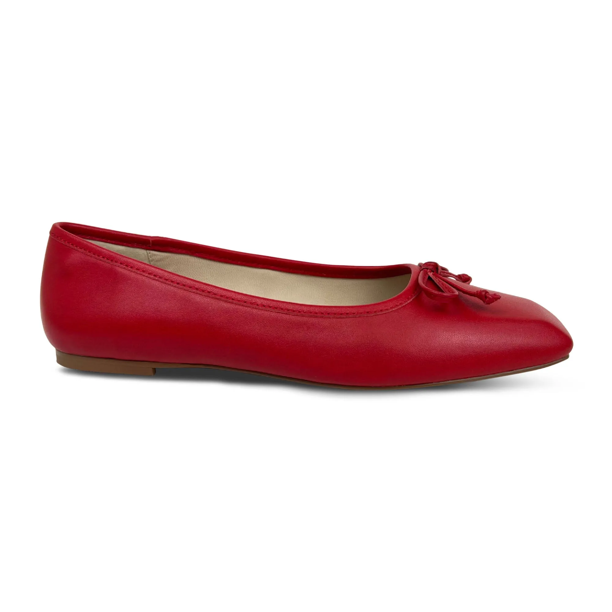 Cara Ballet Flat in Red Leather