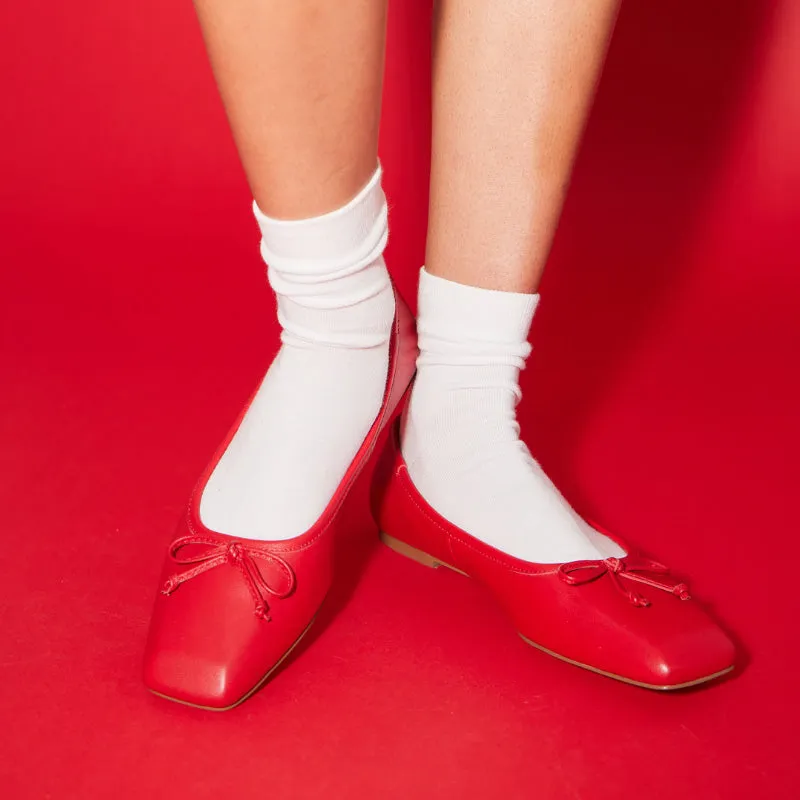 Cara Ballet Flat in Red Leather