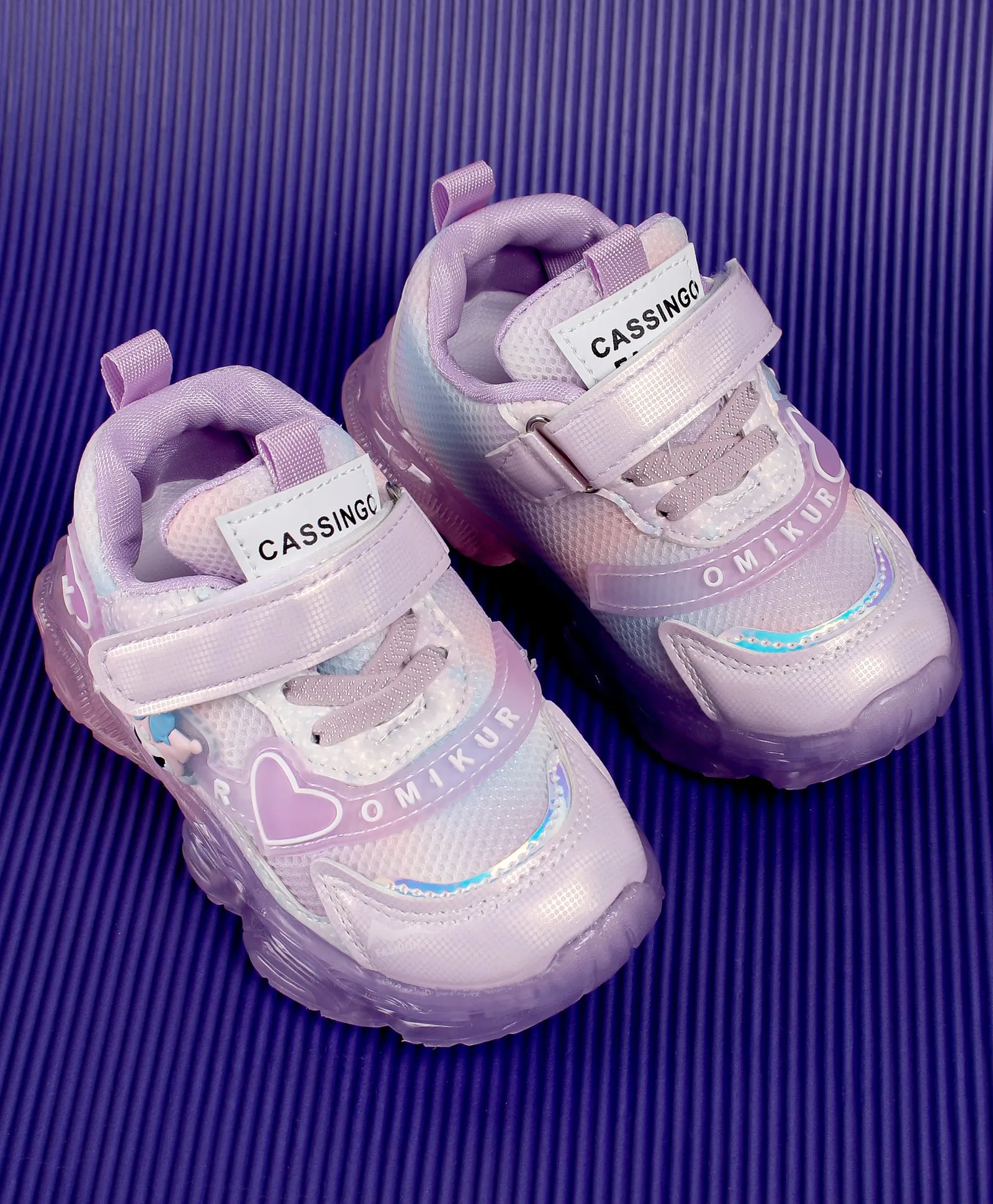 CARTOON APPLIQUE LED SHOES - PURPLE