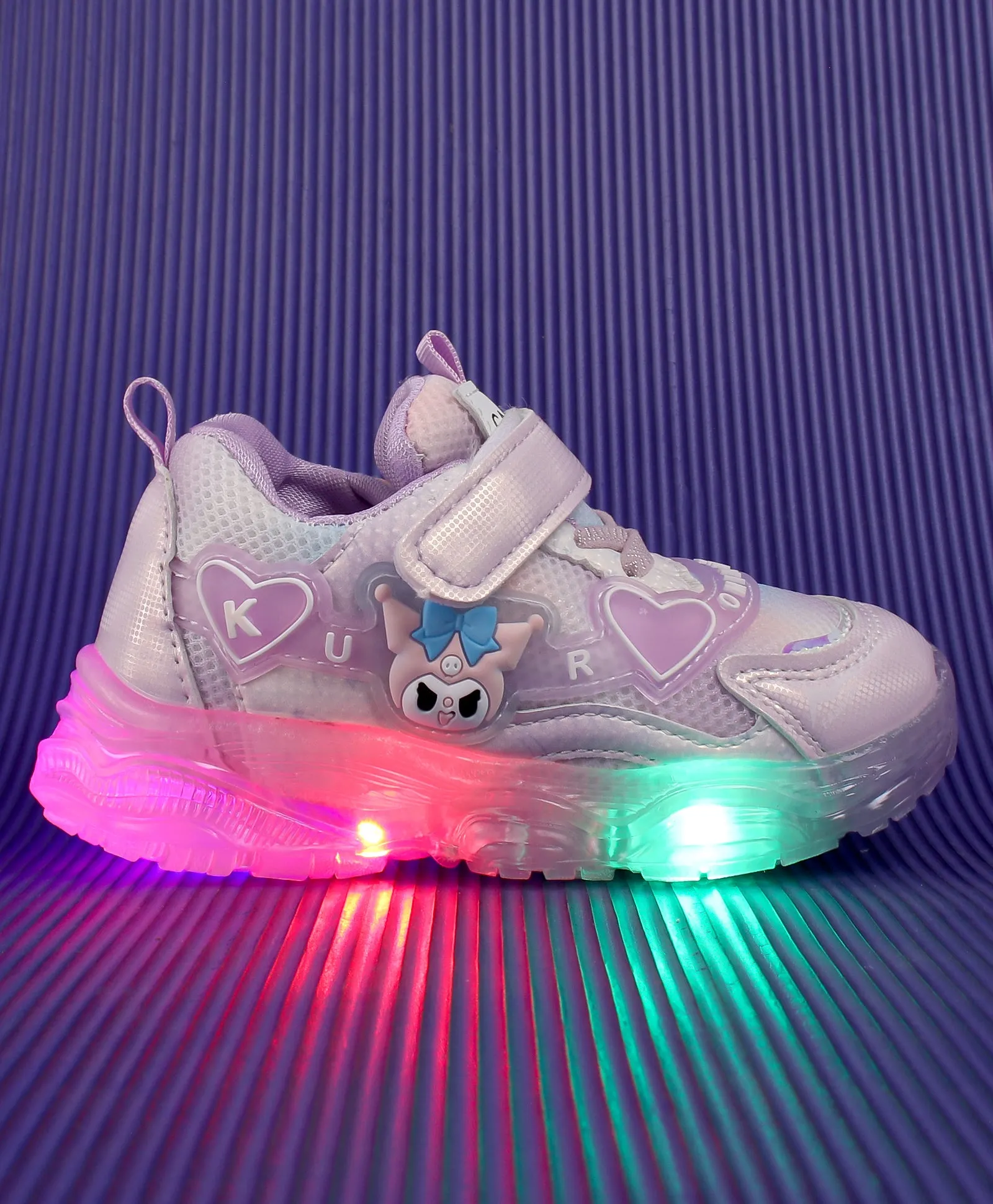 CARTOON APPLIQUE LED SHOES - PURPLE