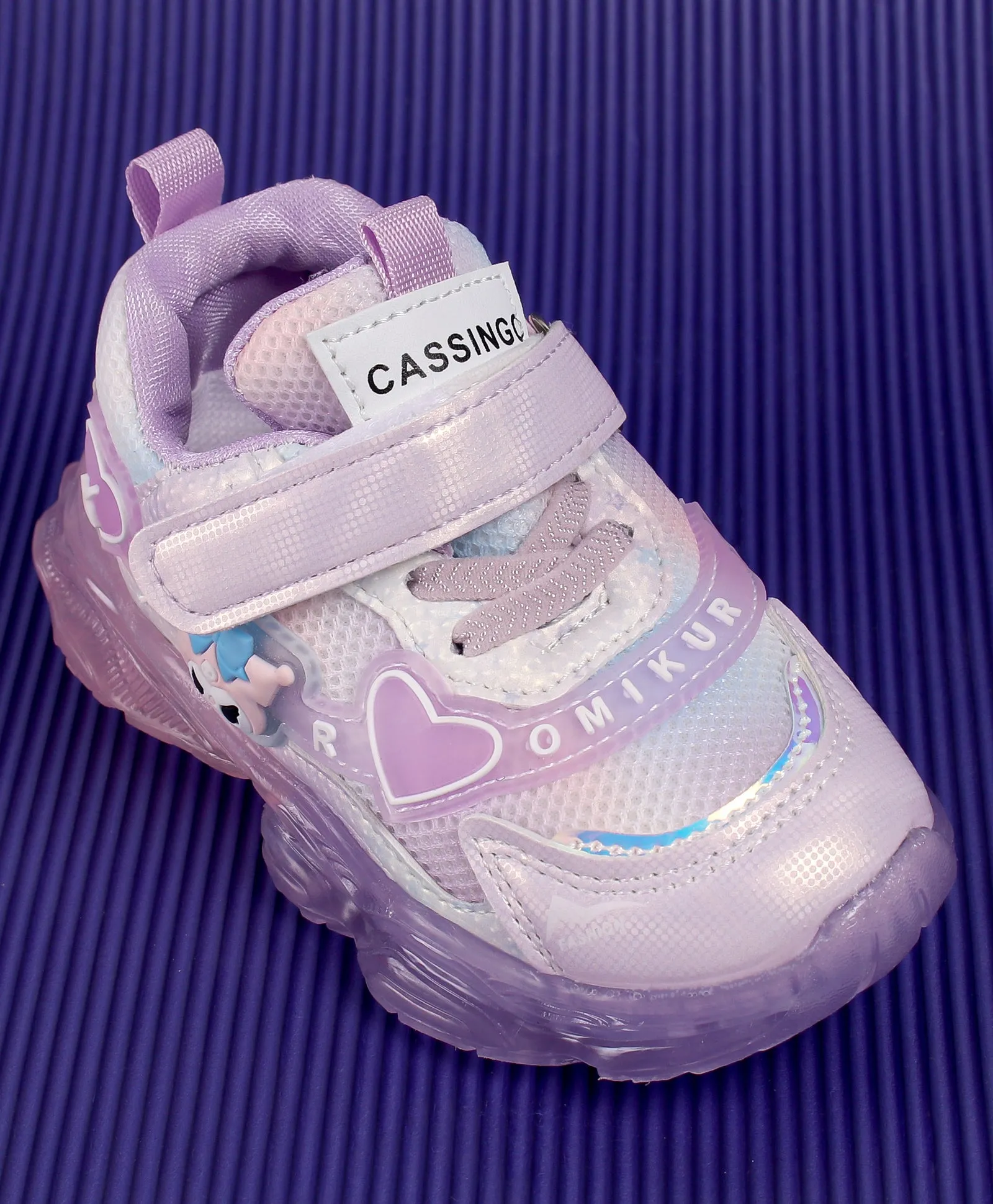 CARTOON APPLIQUE LED SHOES - PURPLE