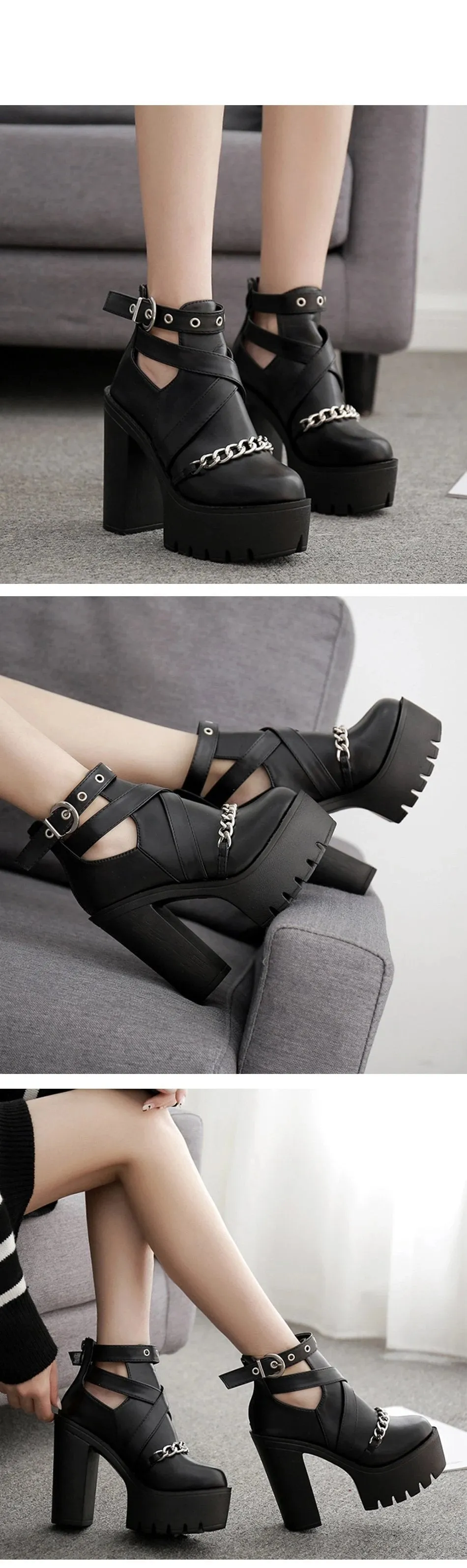 CASSIE Chained Buckled Boots