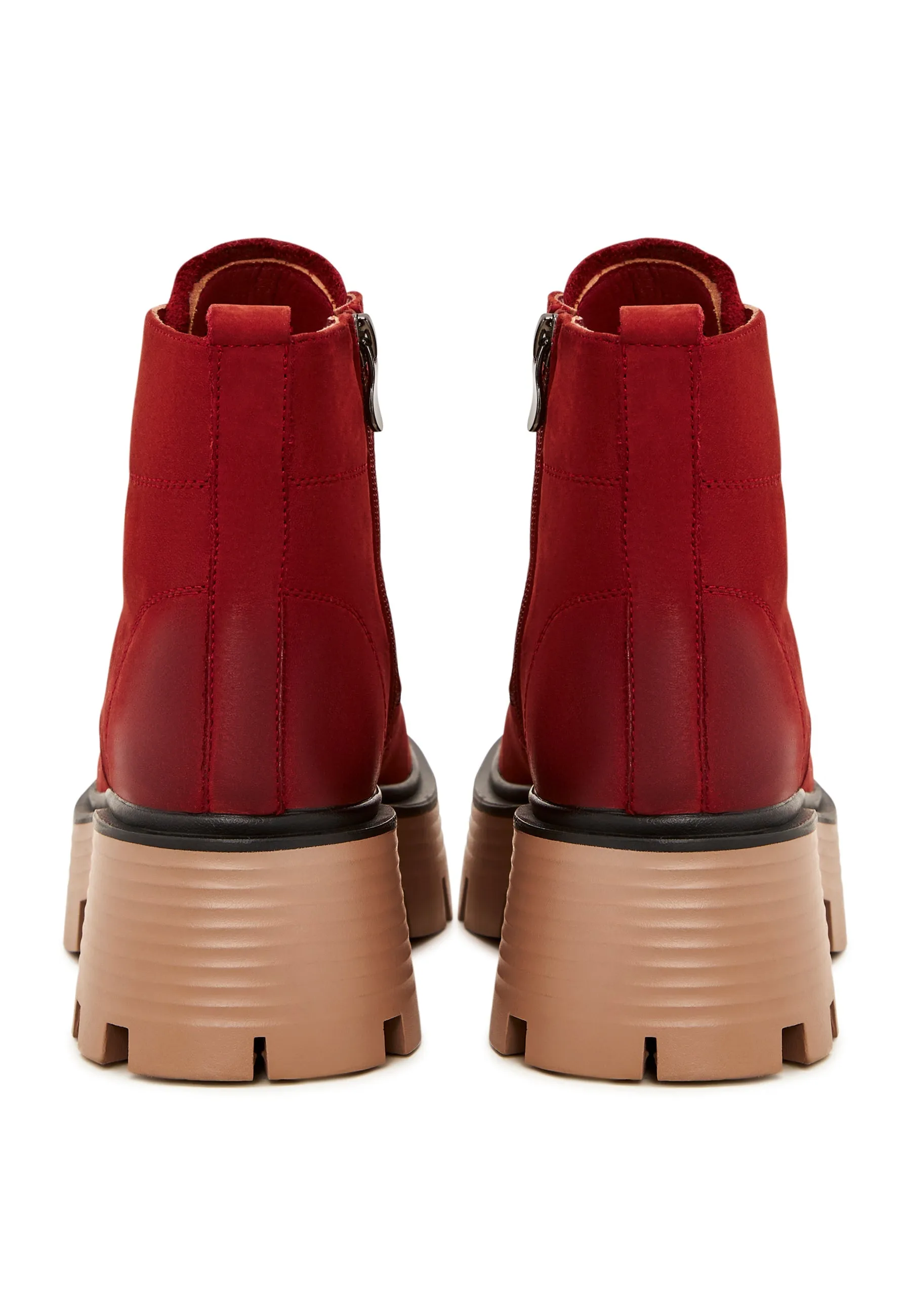 Casual Platform Ankle Boots - Red