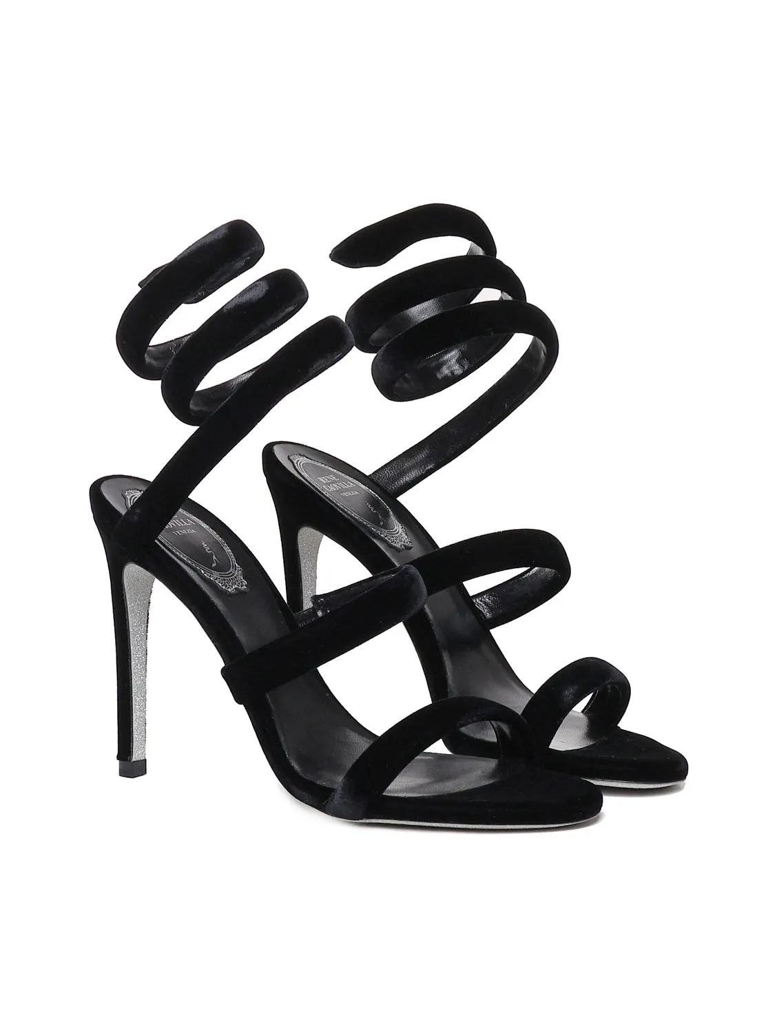 Cleo Velvet Sandals with Snake Design