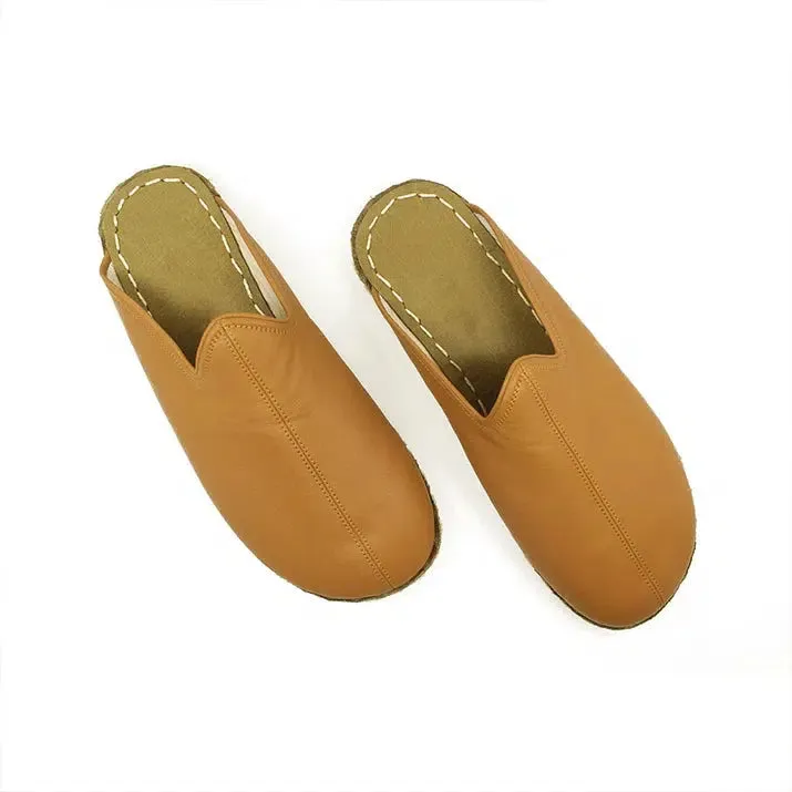 Closed Toe Leather Women's Slippers Matte Cocunat