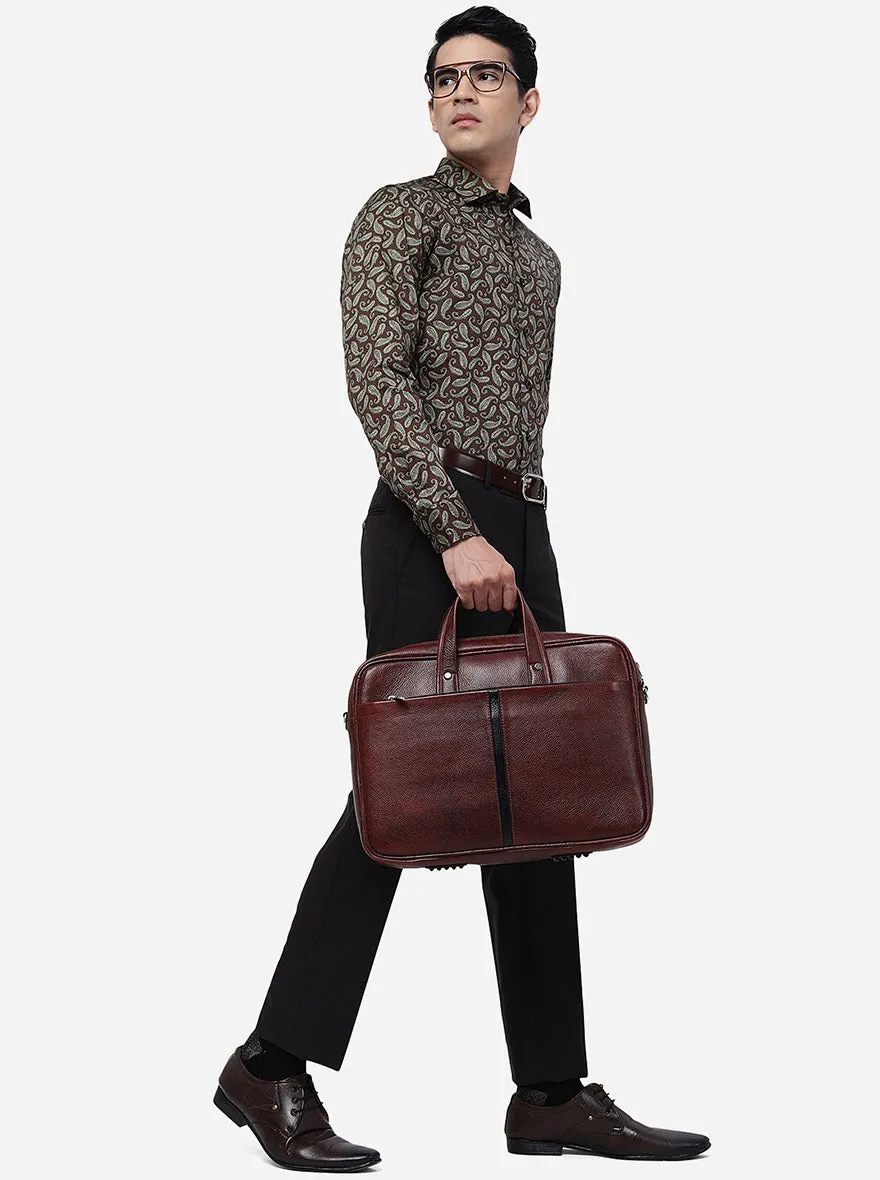 Coffee Brown Printed Slim Fit Party Wear Shirt | JB Studio