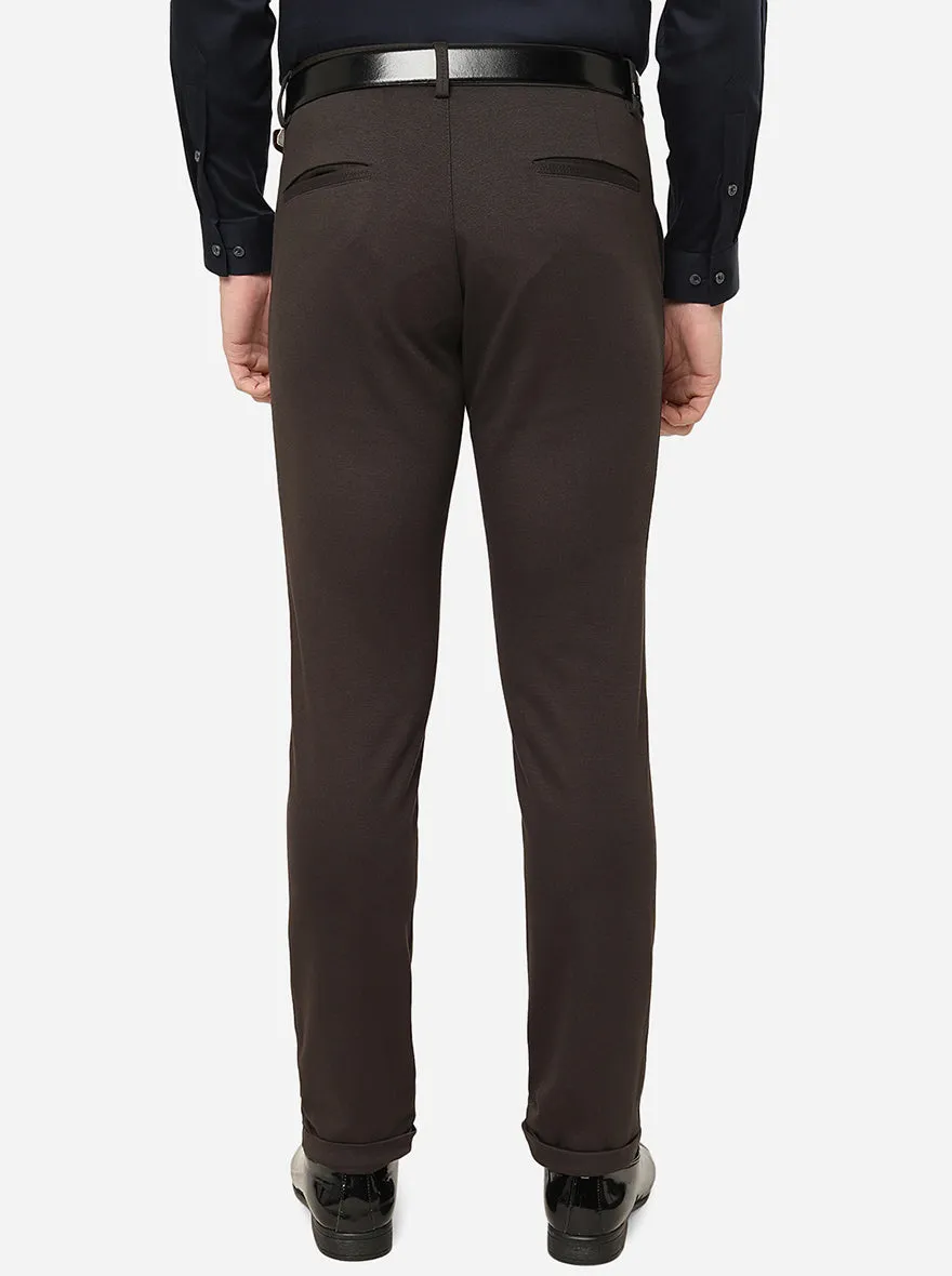 Coffee Brown Solid Slim Fit Club Wear Trouser | JB Studio