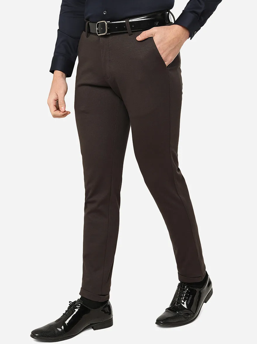 Coffee Brown Solid Slim Fit Club Wear Trouser | JB Studio