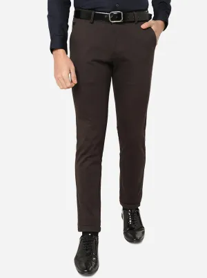 Coffee Brown Solid Slim Fit Club Wear Trouser | JB Studio