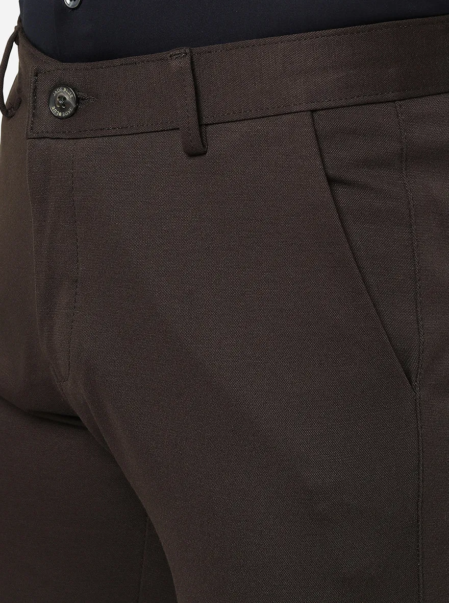 Coffee Brown Solid Slim Fit Club Wear Trouser | JB Studio