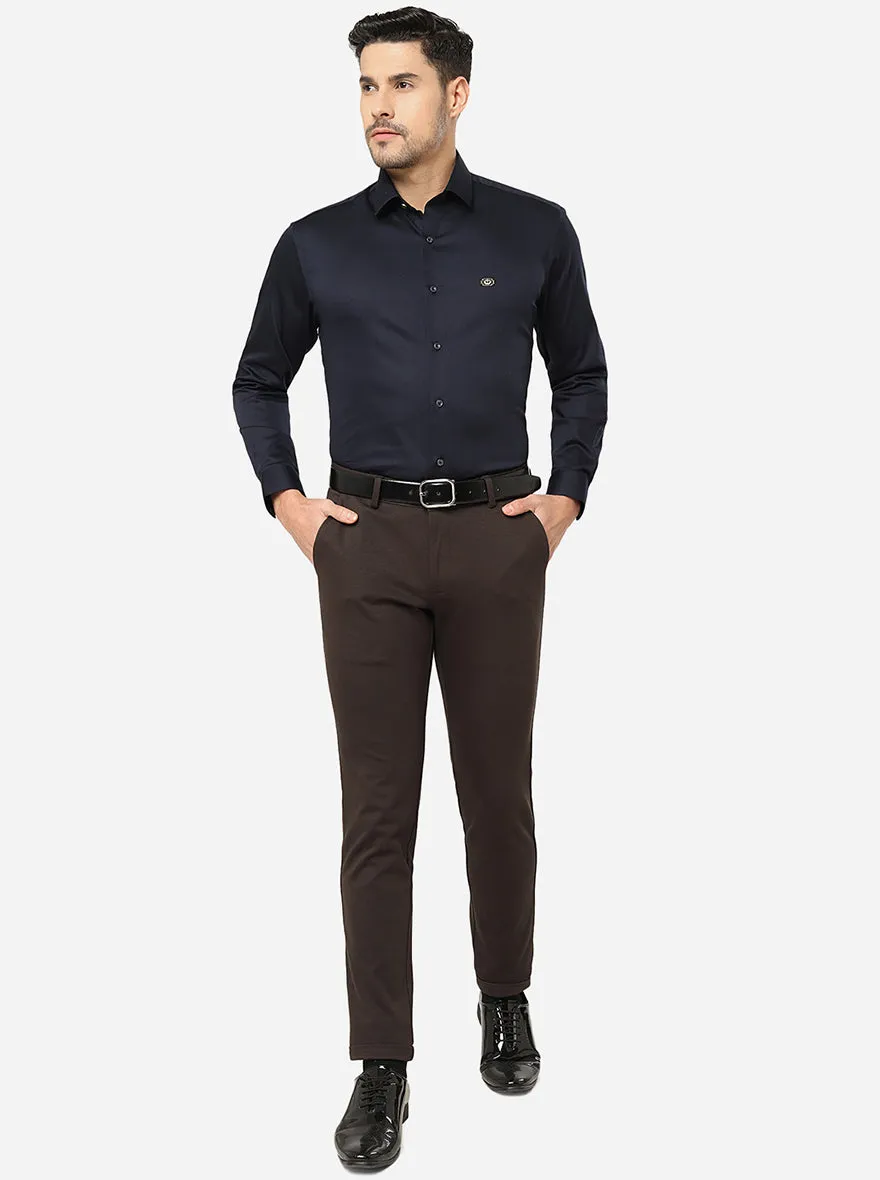 Coffee Brown Solid Slim Fit Club Wear Trouser | JB Studio