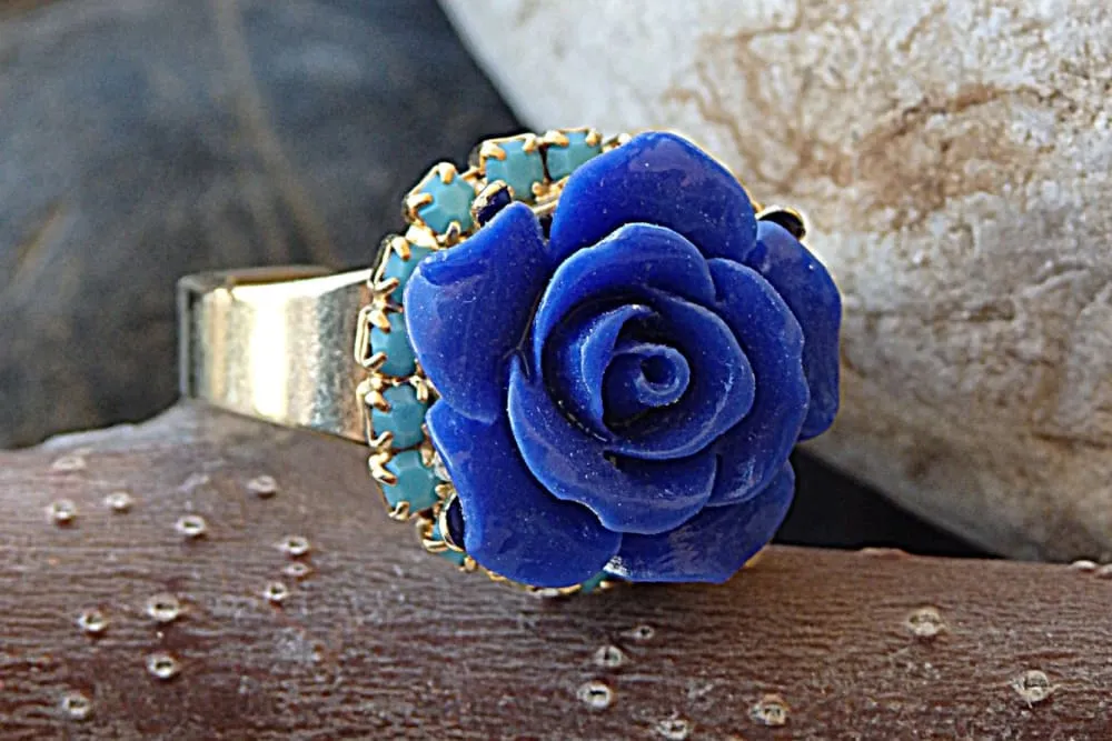 Coral Rose Flower Ring