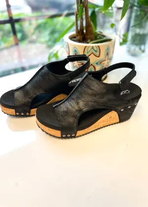 Corky Carley Wedge- Washed Black