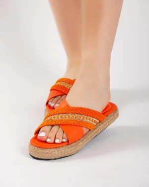 Cross Strap Slipper - Orange