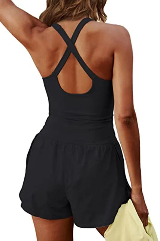 Cutout Criss Cross Back Romper