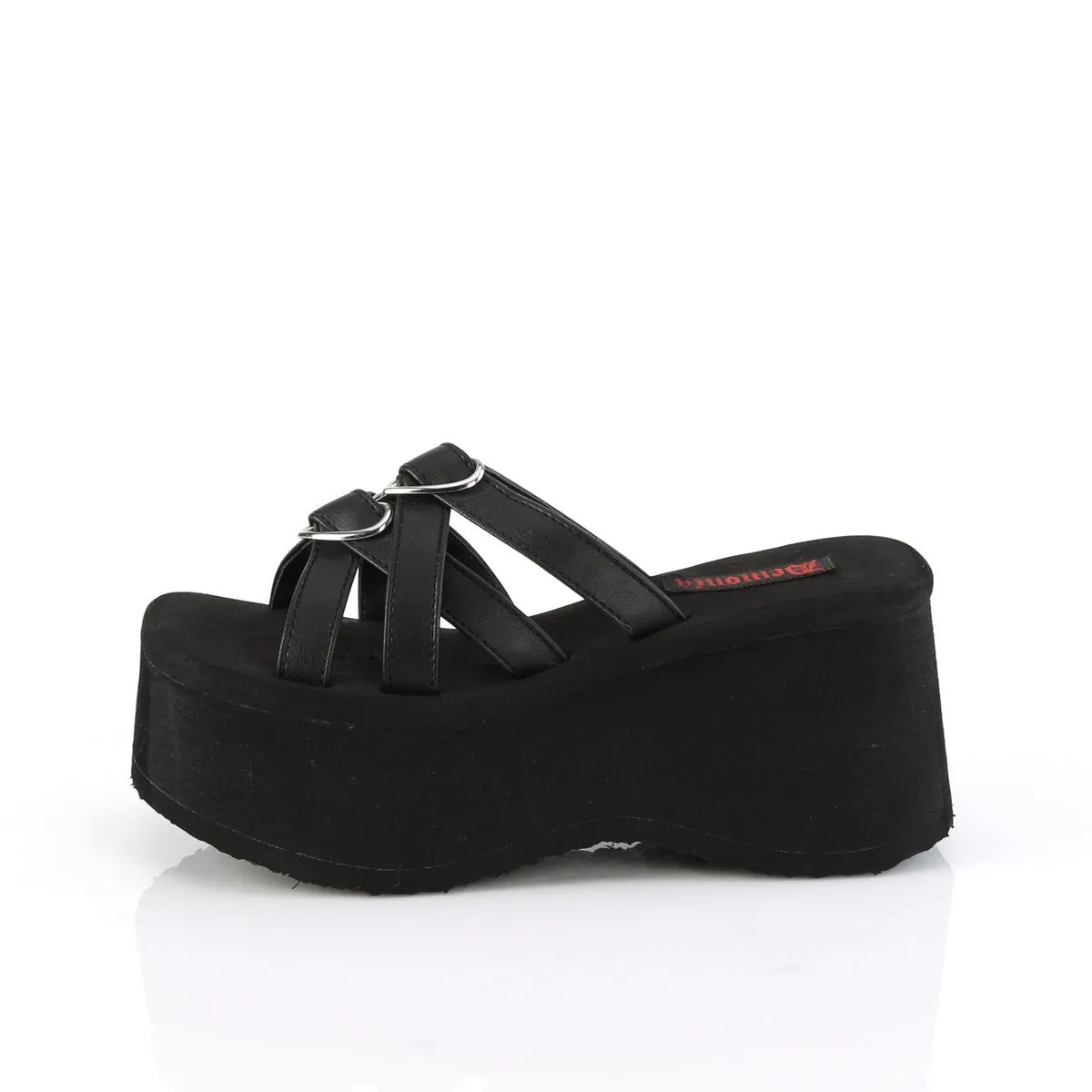 Demonia FUNN-15 | Black Vegan Leather Sandals