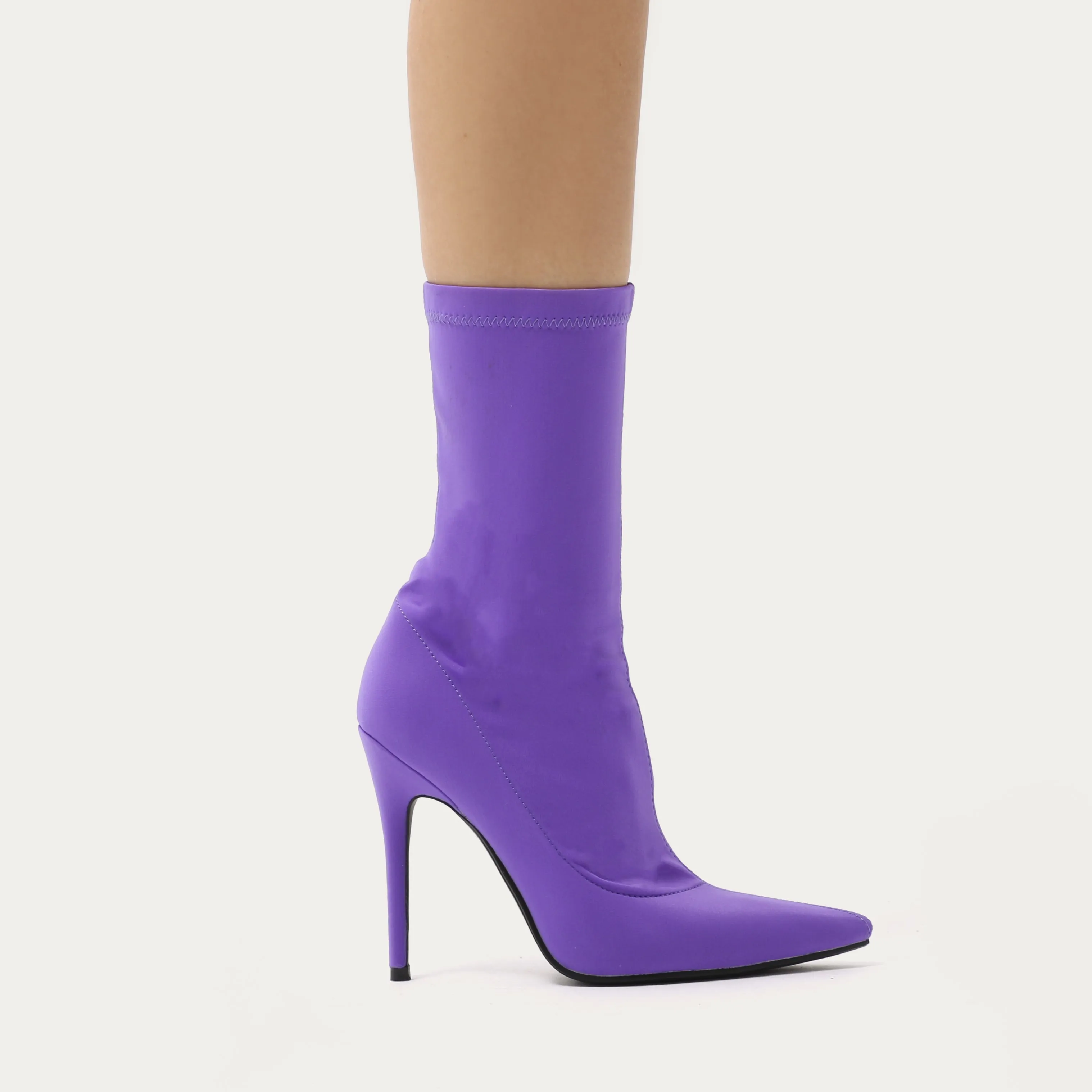 Direct Pointy Sock Boots in Purple Stretch