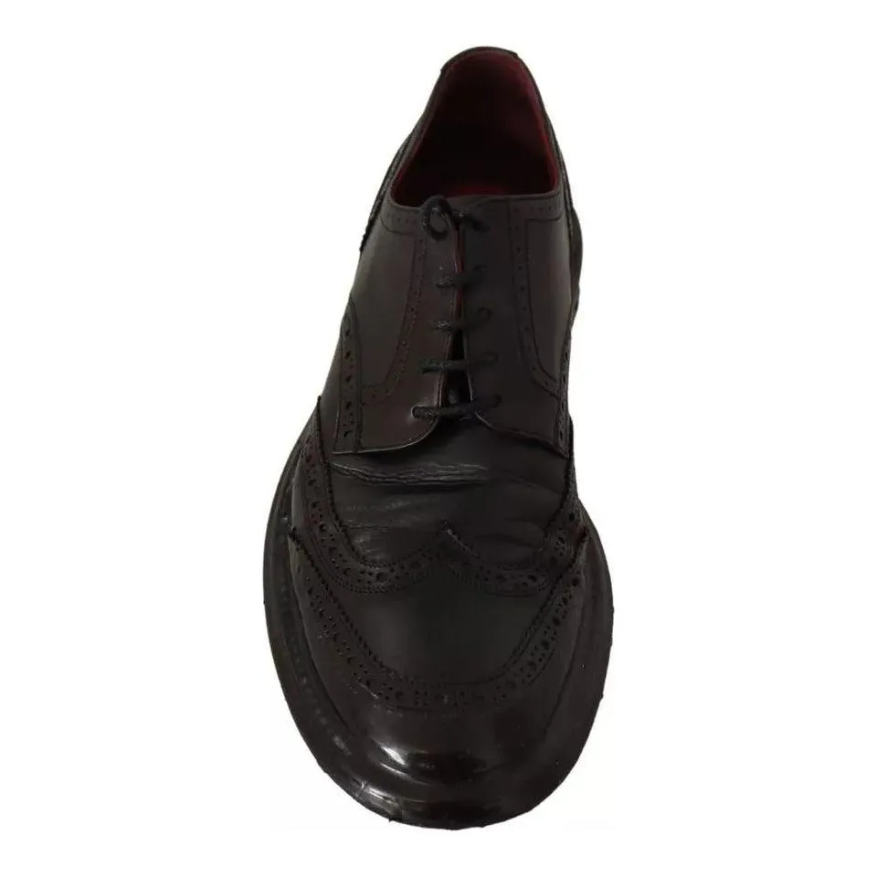 Dolce & Gabbana Black Leather Brogue Oxford Dress Shoes