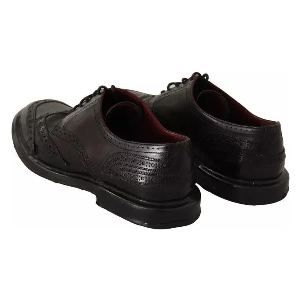 Dolce & Gabbana Black Leather Brogue Oxford Dress Shoes