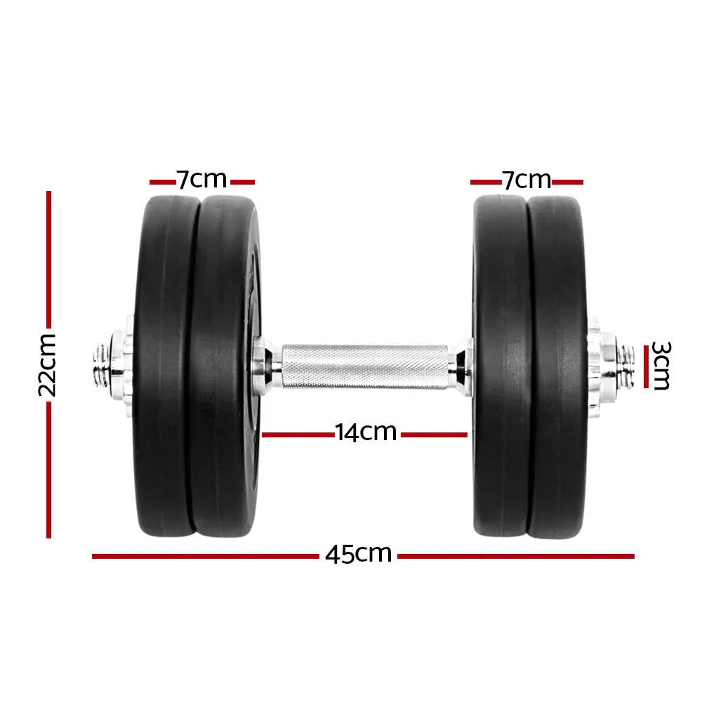 Dumbbells Set 25kg Weight Plates Home Gym Fitness Exercise Dumbbell