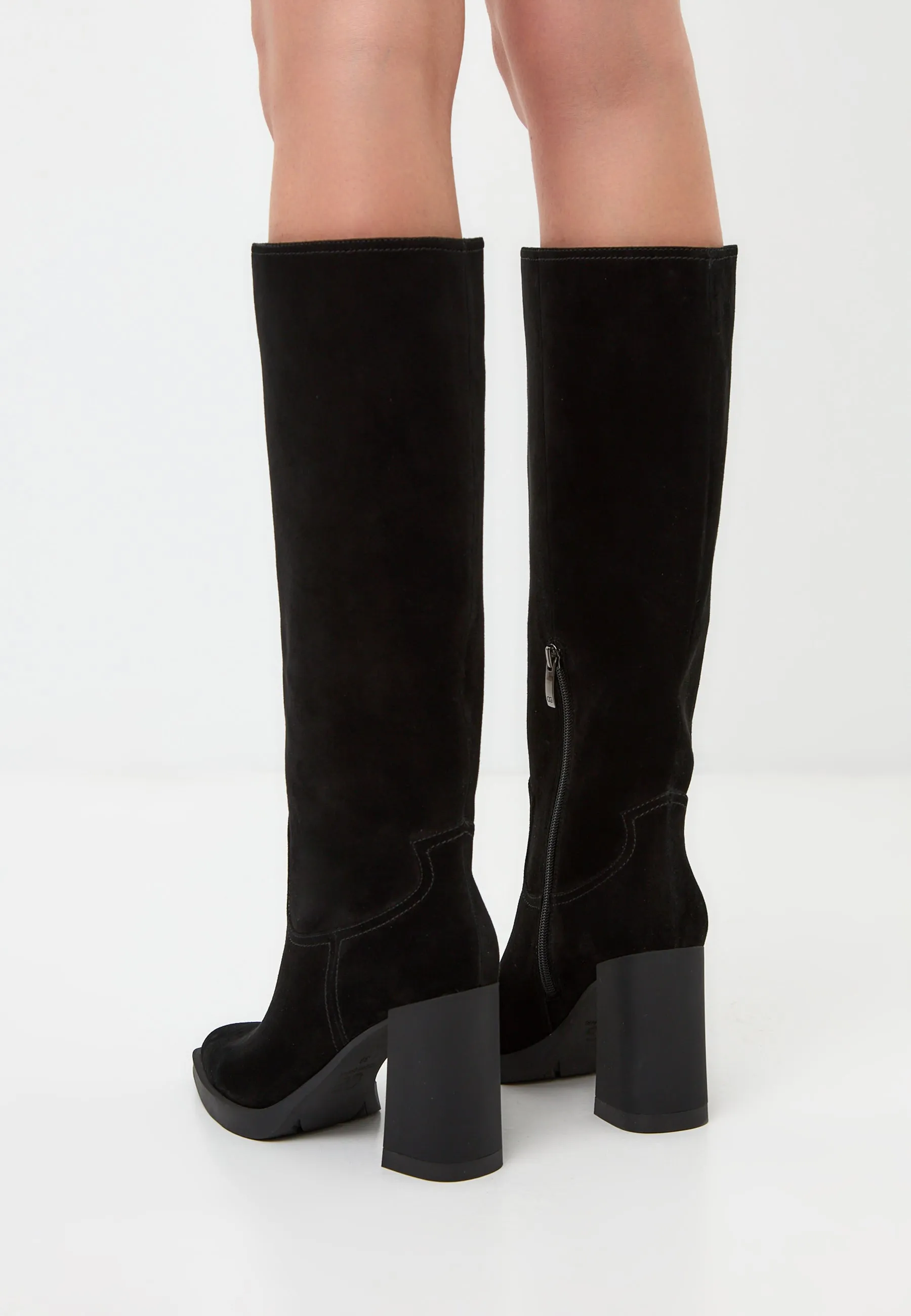 Elegant Knee-High Boots with Block Heel Bambi - Black