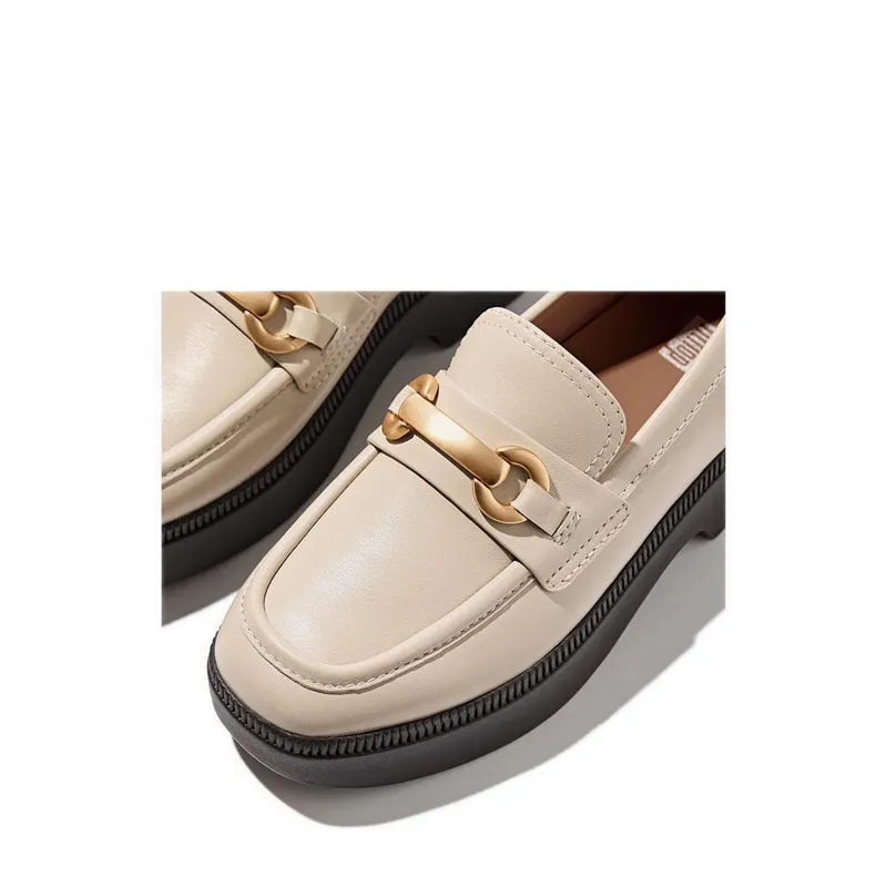 F-Luma Chunky-Snaffle Leather Demi-Wedge Loafers - Stone Beige